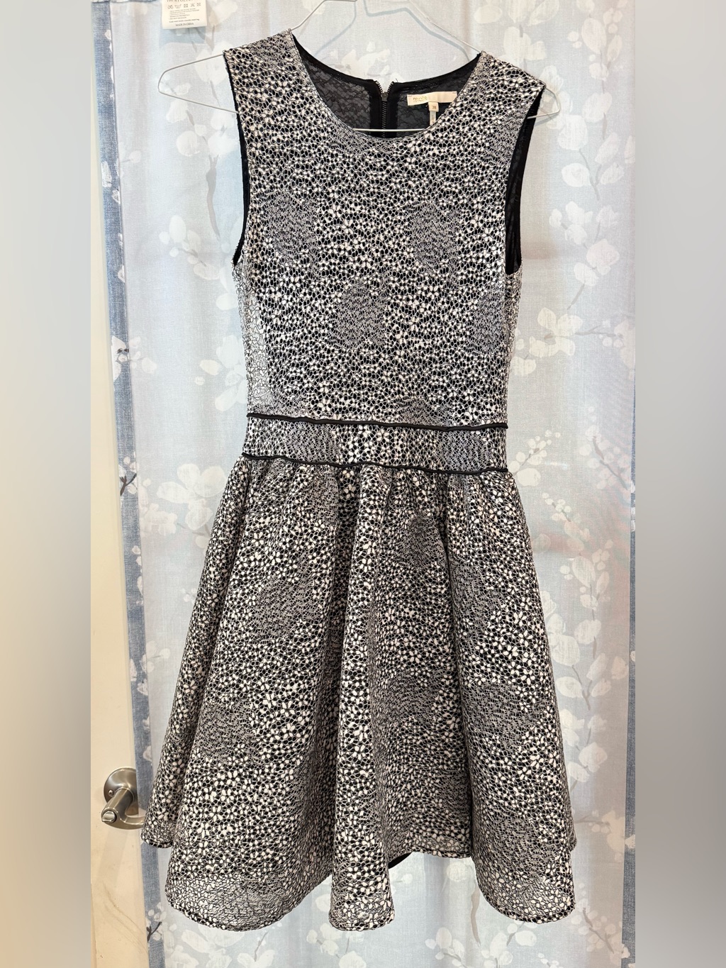 Maje Paris Black And White Textured Fit-And-Flare Kids Formal Dress.